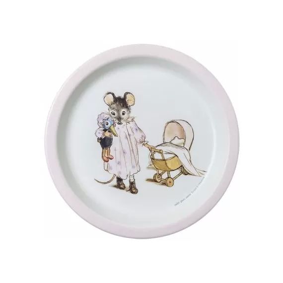 Assiette plate Ernest et Célestine rose