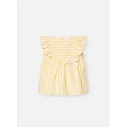 Robe Avec Imprimé Rayures Et Volants Jaune