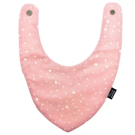 Bavoir bandana – rose étoiles rose