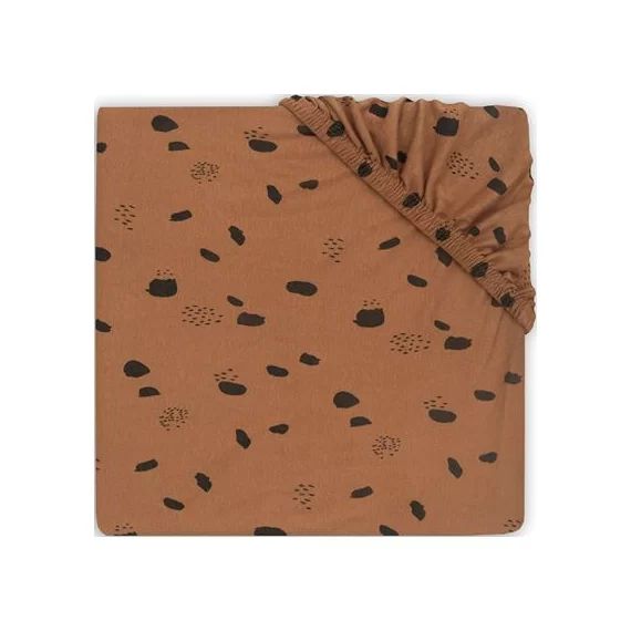 Drap housse en jersey pour matelas de parc Spot caramel (75 x 95 cm)