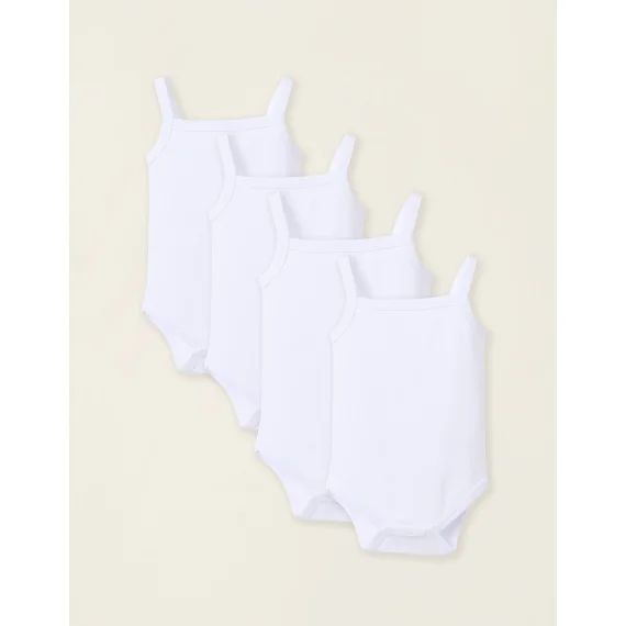 Pack 4 Bodies À Bretelles En Coton Blanc