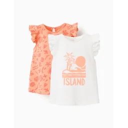 Pack 2 Tops Avec Volants Orange