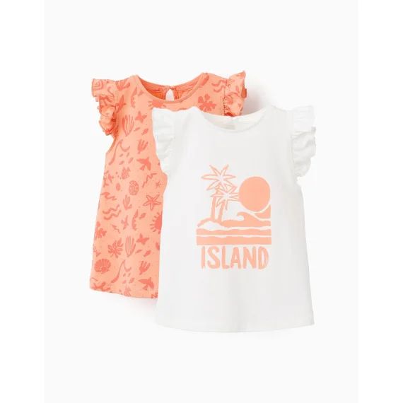 Pack 2 Tops Avec Volants Orange