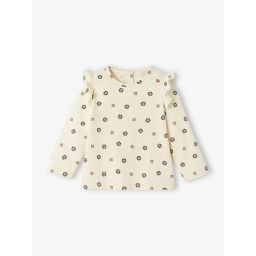 T-shirt fleuri bébé avec volant écru