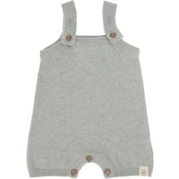 Combishort tricotée en coton bio GOTS gris-vert (0-2 mois)