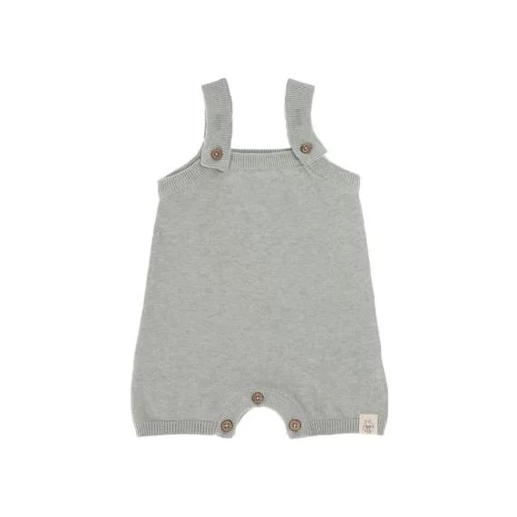 Combishort tricotée en coton bio GOTS gris-vert (0-2 mois)