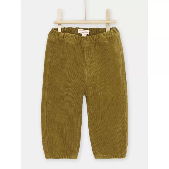 Pantalon En Velours Vert Olive Bébé Garçon