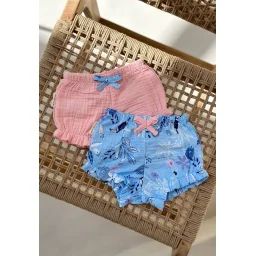 Lot De 2 Bloomers Bébé En Gaze De Coton Bella Chica Bleu