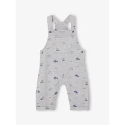 Salopette en molleton motifs marins bébé gris chiné