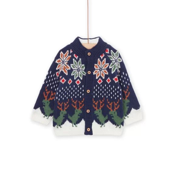 Gilet En Tricot À Imprimé Jacquard. – Marine