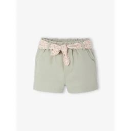 Short paperbag avec ceinture bébé vert de gris