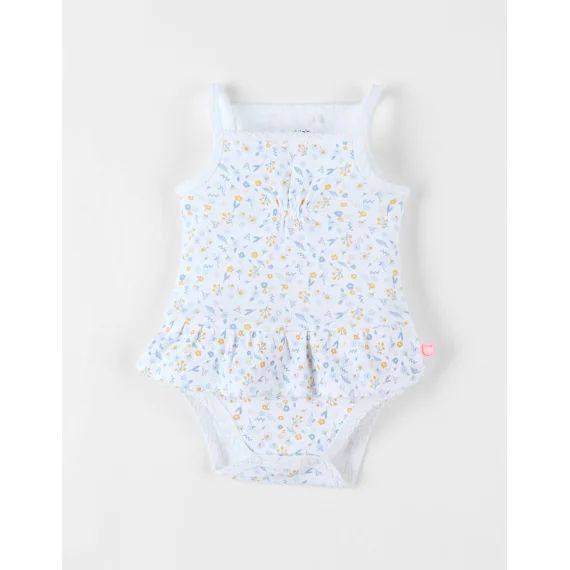 Body Jupette Imprimé Fleuri Sans Manches Éru Blanc