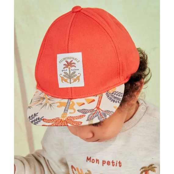 Casquette bébé garçon rouille en coton thème jungle –  – Soldes