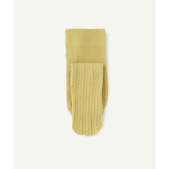 Paire de collants bébé fille jaune avec détails ajourés –  – Soldes