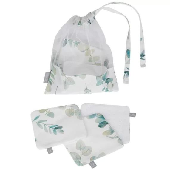 Lingettes bébé lavables en 100% coton – SEVIRA KIDS – Eucalyptus Blanc – 8 pièces – 10 x 10 cm blanc