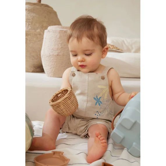 Salopette Bébé En Lin Mélangé Moka Beige