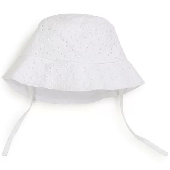 Chapeau en broderie anglaise Fille Blanc