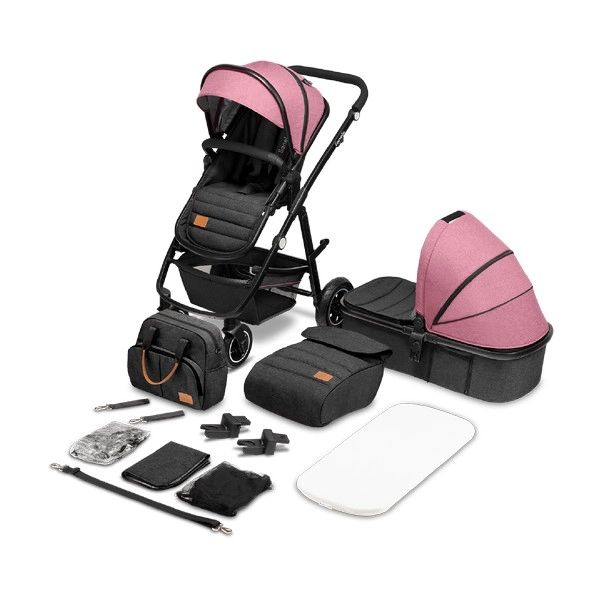 Poussette Lionelo Amber + Nacelle – Pink Rose