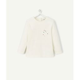 T-shirt bébé fille écru avec motifs coeurs sur la poche –  – Soldes