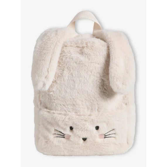 Sac à dos maternelle Lapinou en fausse fourrure écru