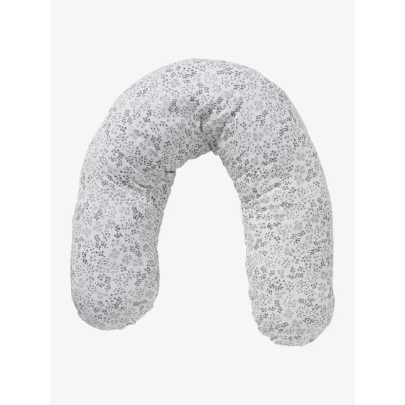 Coussin d&rsquo;allaitement + housse de protection Bio Collection ivoire imprimé végétal