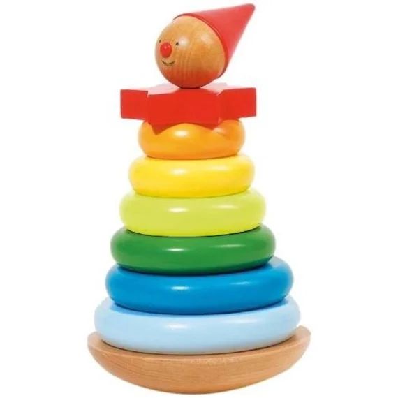 Jouet d’empilage en bois – GOKI – Clown à empiler 9 éléments – Mixte – Jaune – A partir de 12 mois jaune
