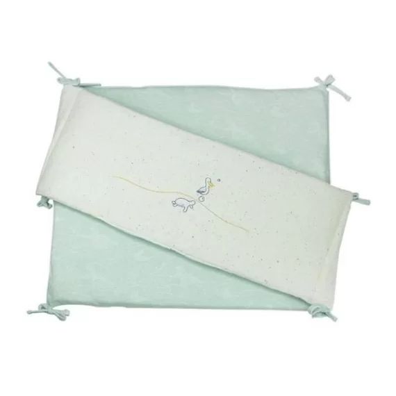 Tour de lit TROIS KILOS SEPT AU LARGE DE NOVA – 23x180cm – Coton – Vert – Beige beige