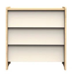 Commode 3 Tiroirs Façades Meringue Et Bois Décor Chêne Miel – Vanille Beige