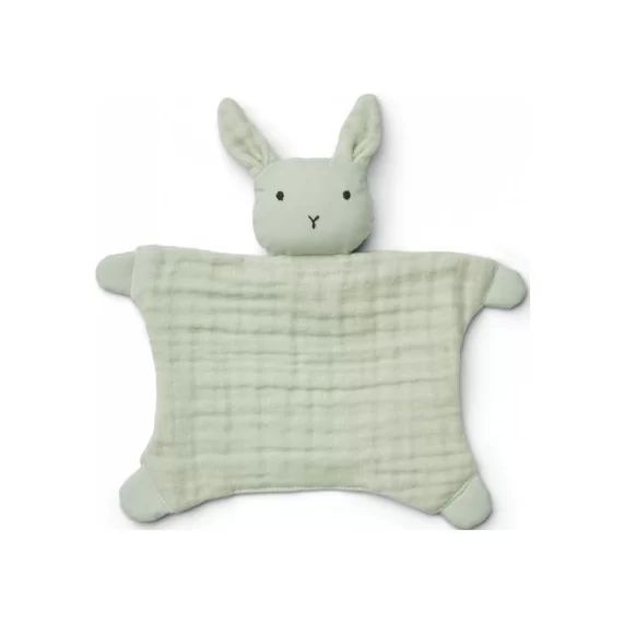 Doudou plat en coton bio Amaya Rabbit dusty mint