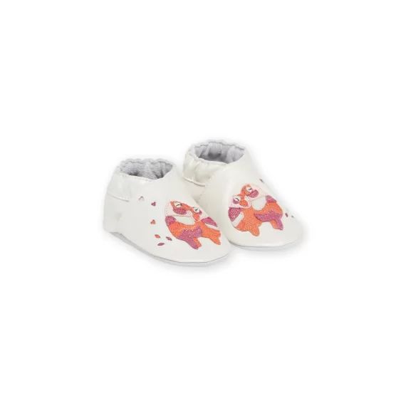 Chaussons Blancs À Motifs Oiseaux Bébé Fille