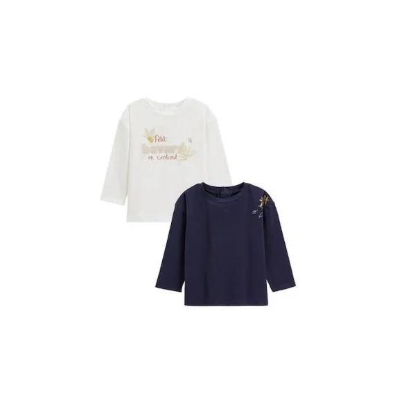 Lot De 2 T-shirts Bébé Manches Longues Gribouille Bleu