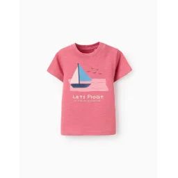 T-shirt À Manches Courtes 100% Coton Rose Foncé