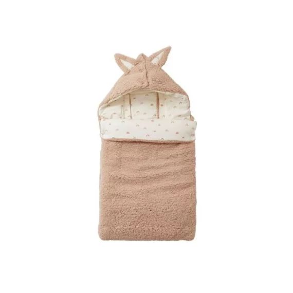 Nid d&rsquo;ange en fourrure beige Arc-en-ciel (0-6 mois)