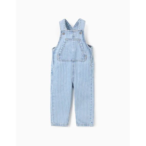 Salopette En Jean Rayé Bleu Clair
