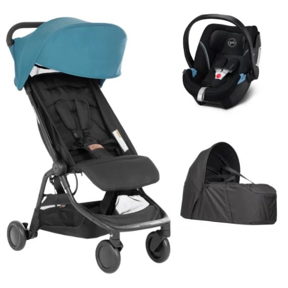Poussette Mountain Buggy Nano V3 – Teal + Cocoon V2 + Coque Auto Cybex Aton 5 – Deep Black