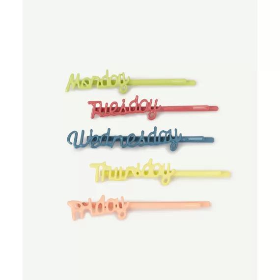 Lot de 5 barrettes plates avec message –  – Soldes