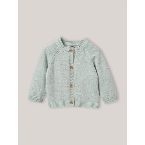 Cardigan Maille Ajourée En Coton Biologique Vert Pastel