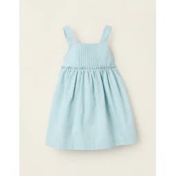 Robe À Bretelles En Popeline Bleu Clair