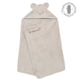 Cape de bain à oreilles Ourson personnalisable – beige