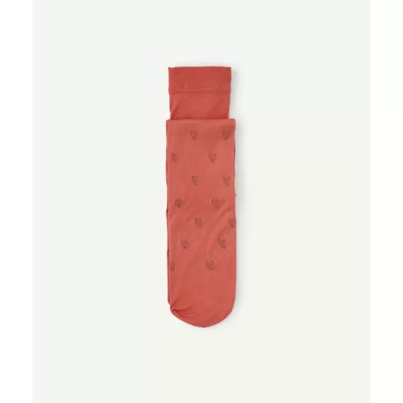 Les collants en voile rouge avec coeurs brodés –  – Soldes