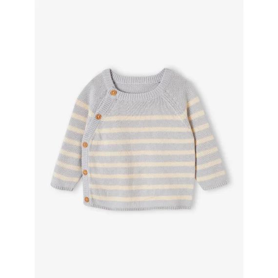 Pull marinière bébé en coton bleu ciel