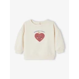 Sweat coeur en bouclettes bébé écru