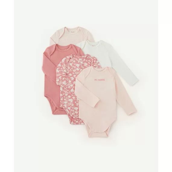 Lot de 5 bodies bébé fille en coton biologique rose –  – Soldes