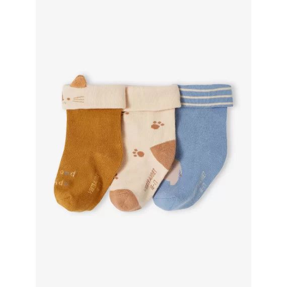 Lot de 3 paires de chaussettes animaux bébé bleu grisé