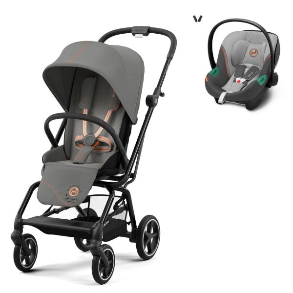 Poussette Cybex Eezy S Twist PLUS 2 – Châssis Black + Coque Auto Aton S2 – Lava Grey