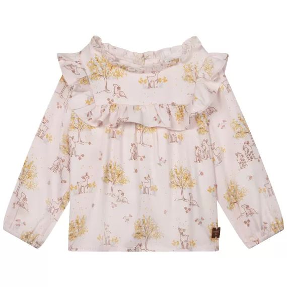 Blouse imprimée en sergé Fille Rose
