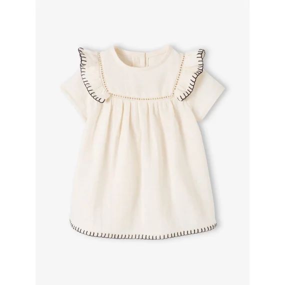 Robe en gaze de coton naissance écru