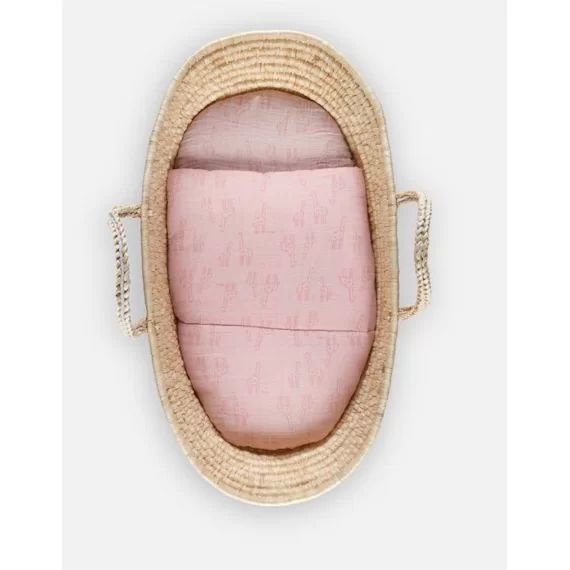 Set housses pour couffin et berceau en mousseline BIO rose
