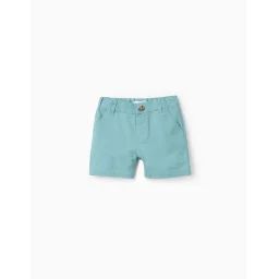 Short En Chino De Coton Et Lin Bleu Clair