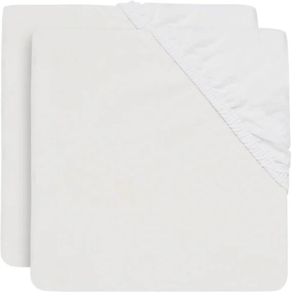 Lot de 2 draps housses en coton blancs (60 x 120 cm)